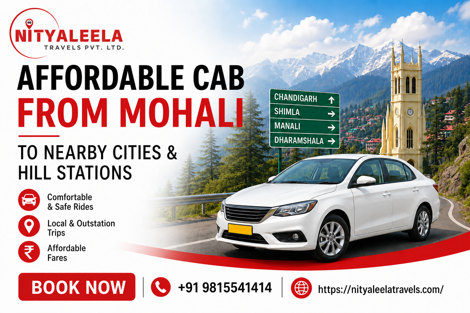 Cab from Mohali to Nearby Cities & Hill Stations
