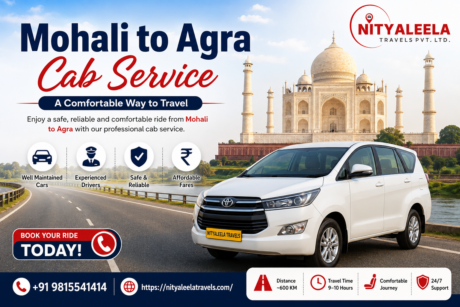 Mohali to Agra Cab Service: A Comfortable Way to Travel
